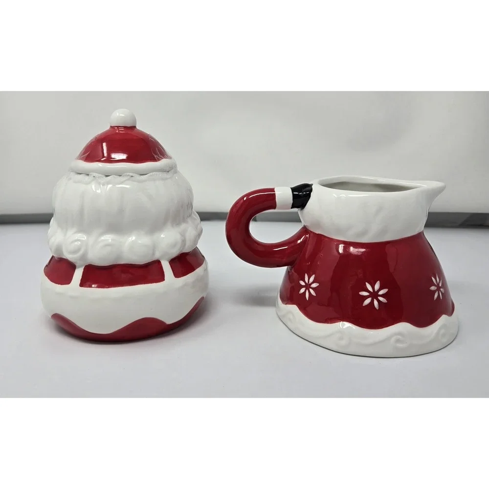 JOHANNA PARKER CARNIVAL COTTAGE SANTA & MRS CLAUS‎ CHRISTMAS CREAM SUGAR CREAMER